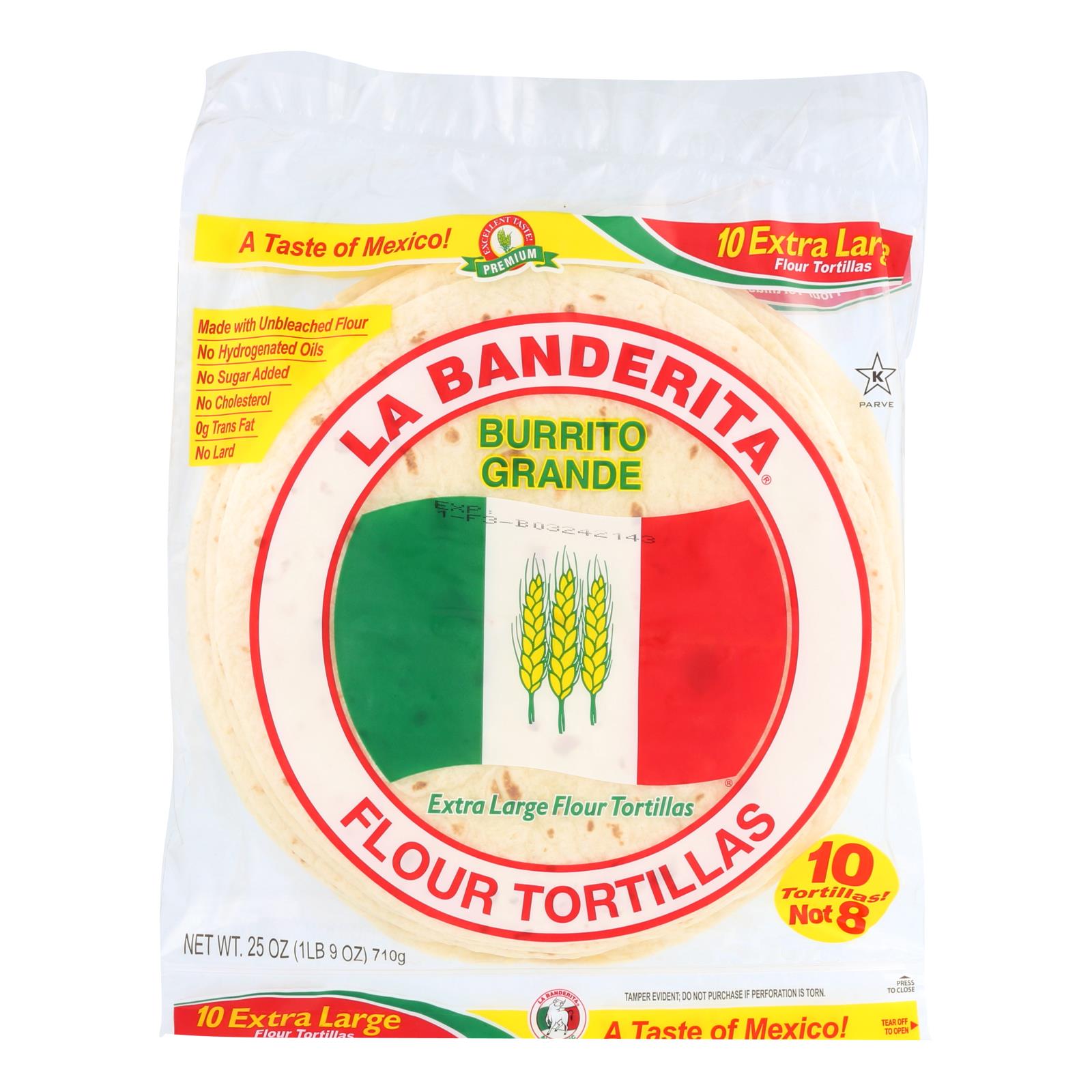 La Banderita Grande Tortilla - Burrito - Case of 12 - 25 oz.