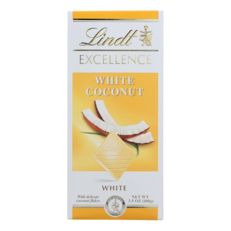 Lindt Chocolate Bar - White Chocolate - Coconut - 3.5 oz Bars - Case of 12