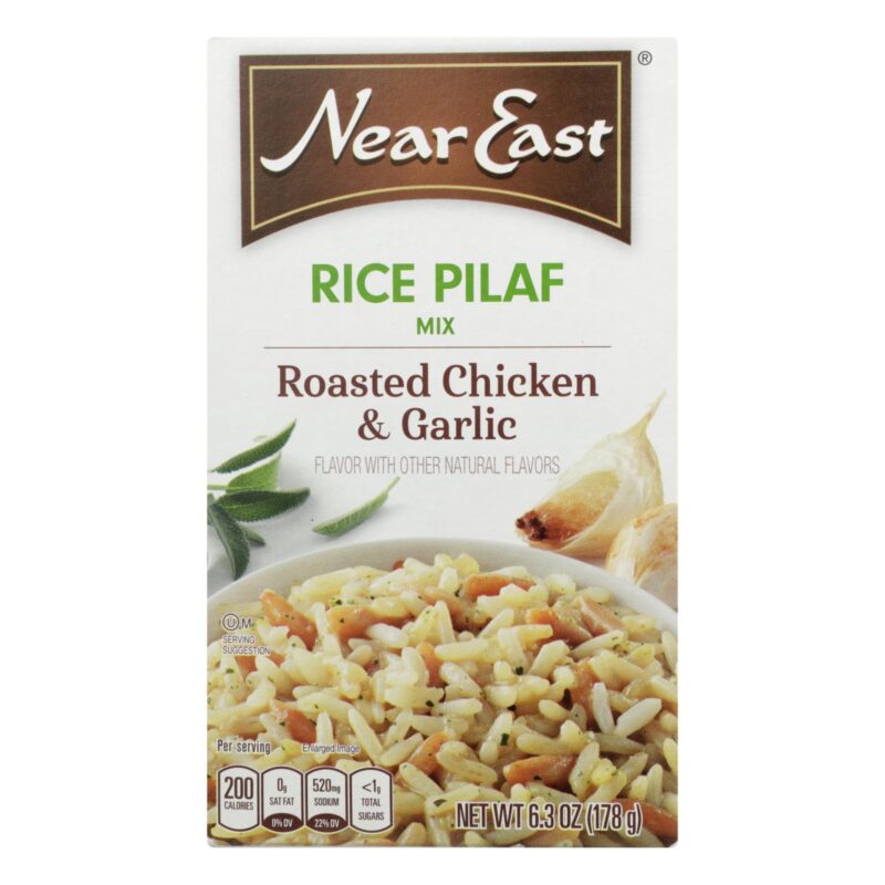 Near East Rice Pilaf Mix - Chicken and Garlic - Case of 12 - 6.3 oz.