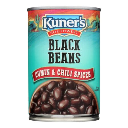 Kuner Black Beans - Cumin and Chili Spices - Case of 12 - 15 oz.