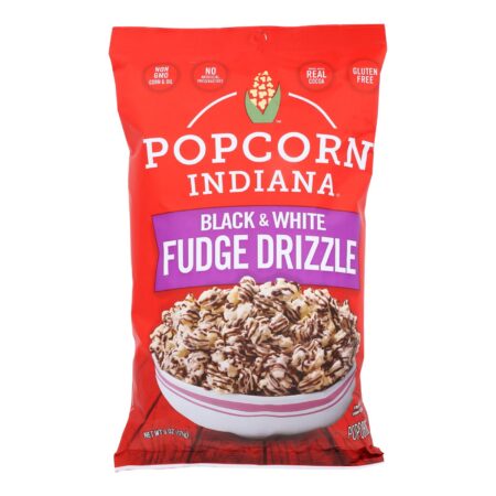 Popcorn Indiana Drizzled Kettlecorn - Black & White - Case of 12 - 6 oz