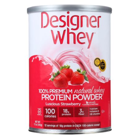 Designer Whey - Protein Powder - Natural Whey - Luscious Strawberry - 12 oz