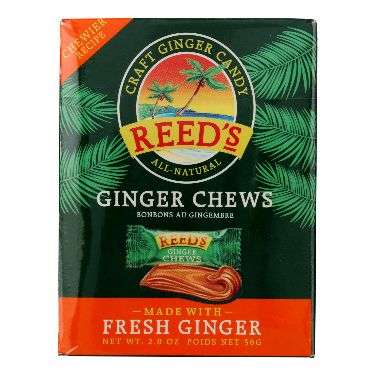 Reed's Ginger Beer Chewy Ginger Candy Rolls - Case of 20 - 2 oz