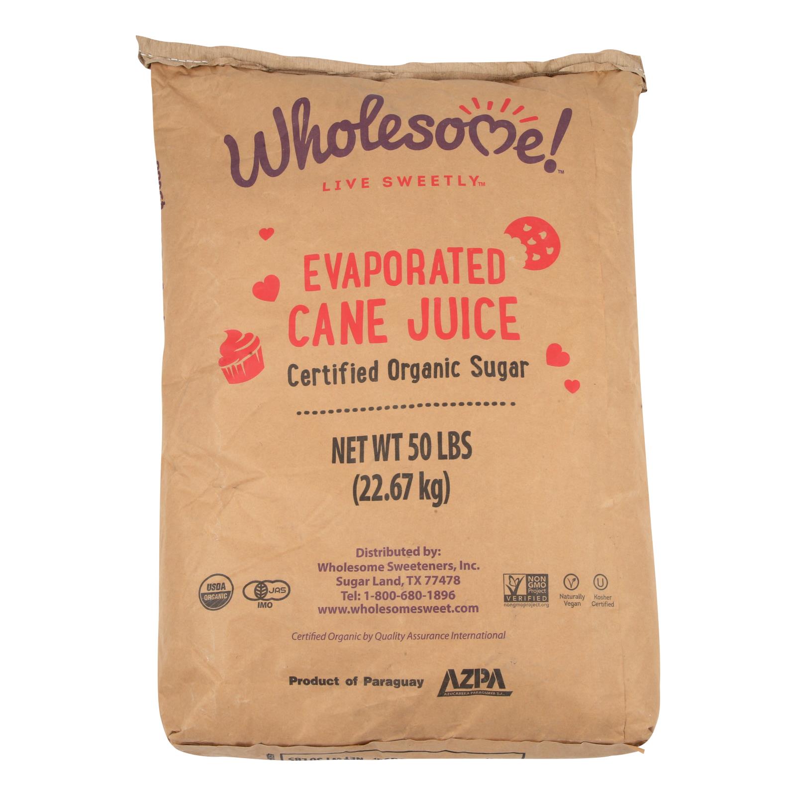 Wholesome Sweeteners Cane Sugar Organic and Natural - Single Bulk Item - 50LB