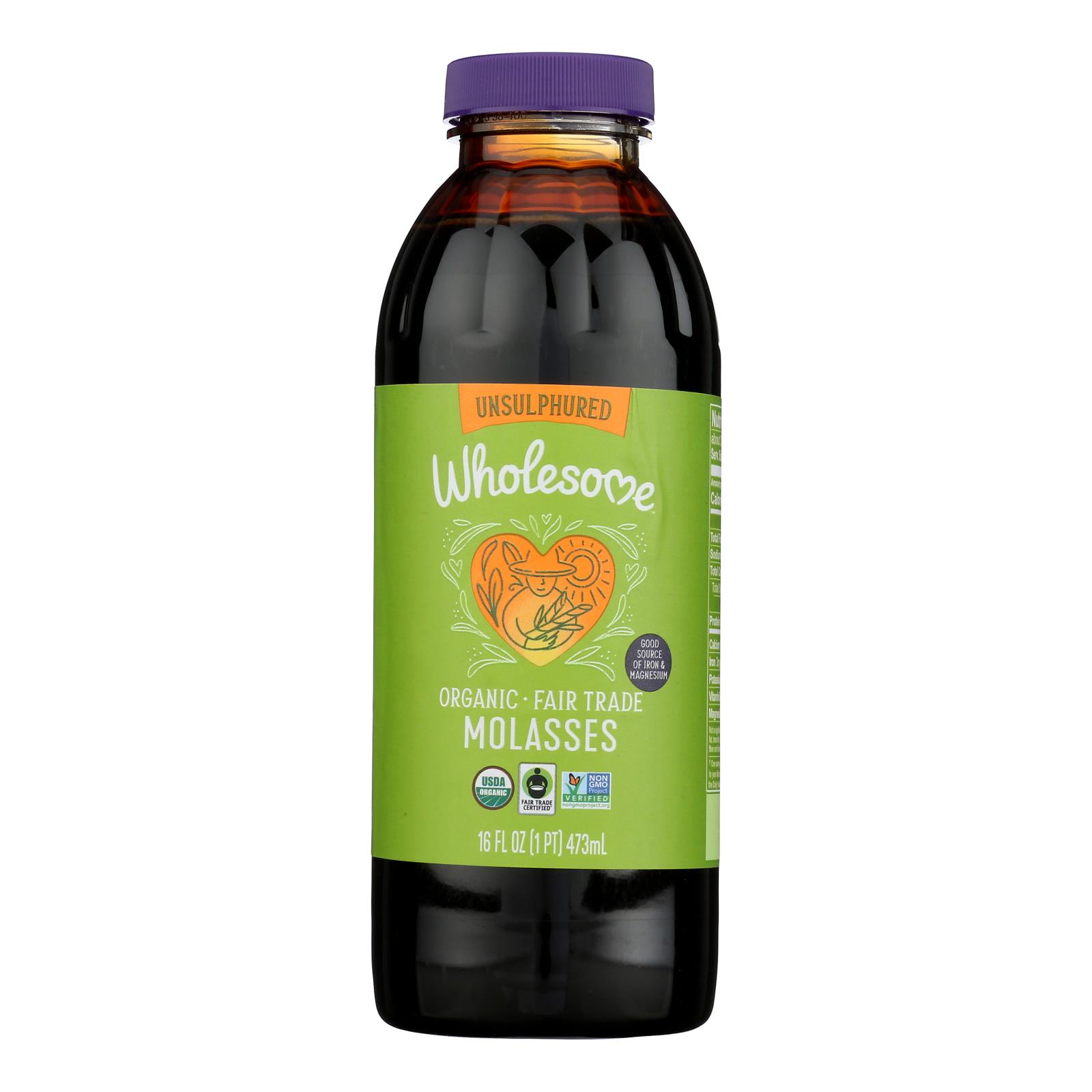 Wholesome Sweeteners Molasses - Organic - Blackstrap - Unsulphured - 16 oz - case of 12