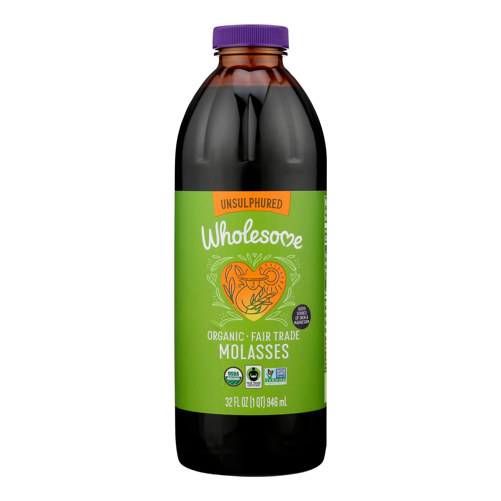 Wholesome Sweeteners Organic Molasses - Liquid Sweetener - Case of 12 - 32 oz.