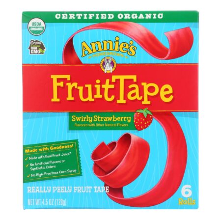 Annie's Homegrown - Really Peely Fruit Tape - Swirly Strawberry - Case of 8 - 4.5 oz.