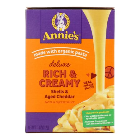 Annies Homegrown Macaroni Dinner - Creamy Deluxe - Shells and Real Aged Cheddar Sauce - 11 oz - case of 12