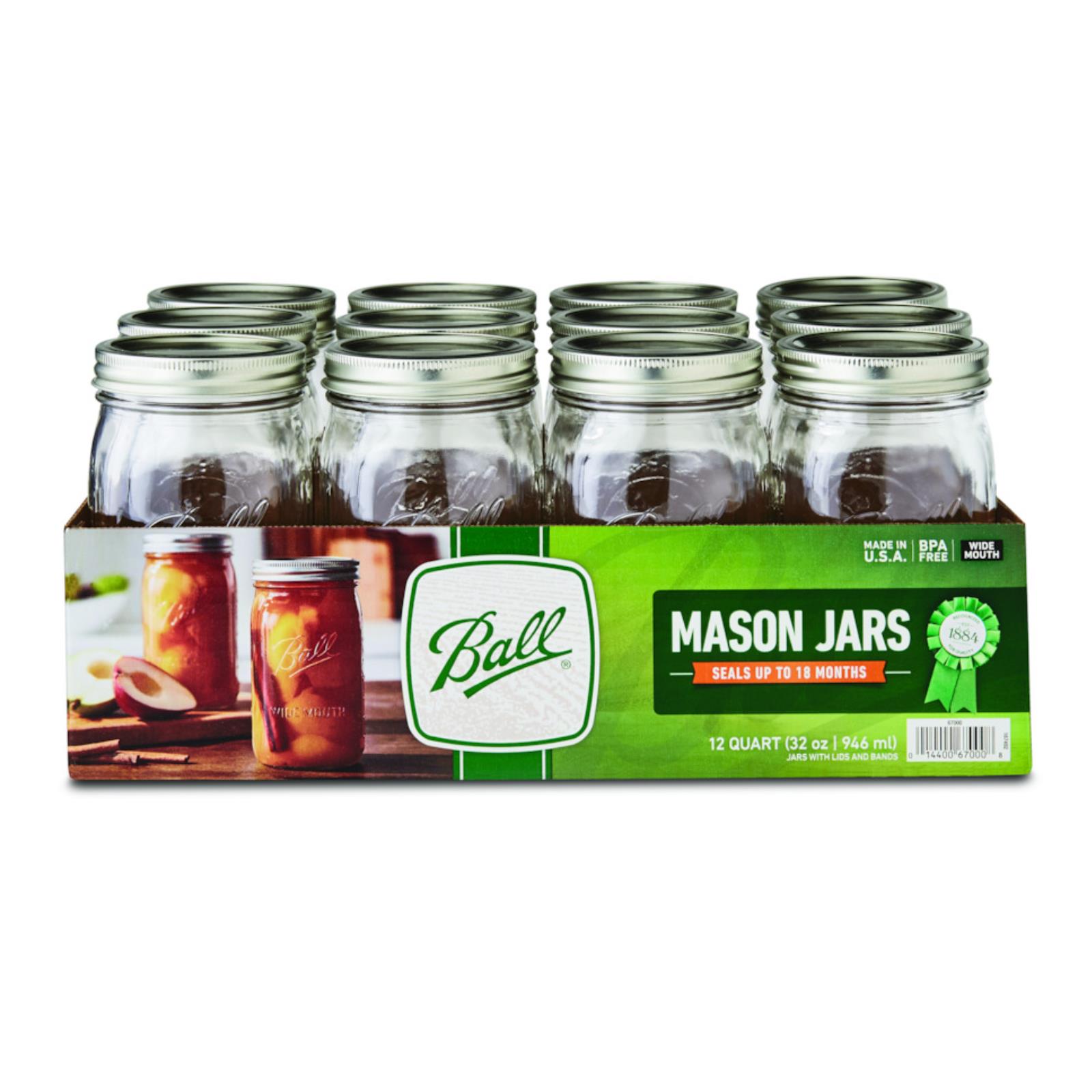 Ball Canning Wide Mouth Quart with Lid - Case of 1 - 12 Count