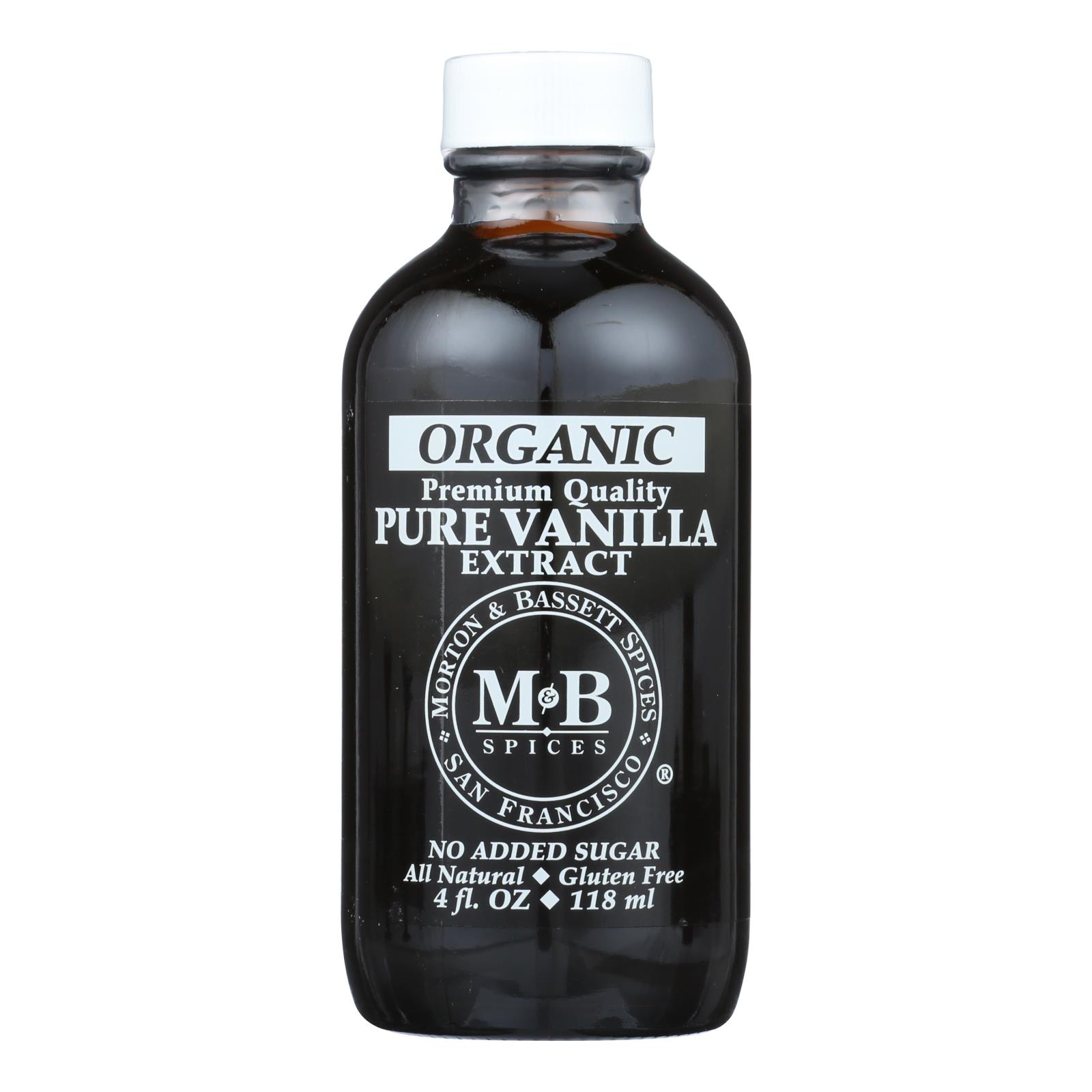 M&B Spices Organic Pure Vanilla Extract - Case of 3 - 4 OZ