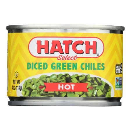 Hatch Chili Hatch Diced Hot green Chilies - Diced Green Chiles - Case of 24 - 4 oz.