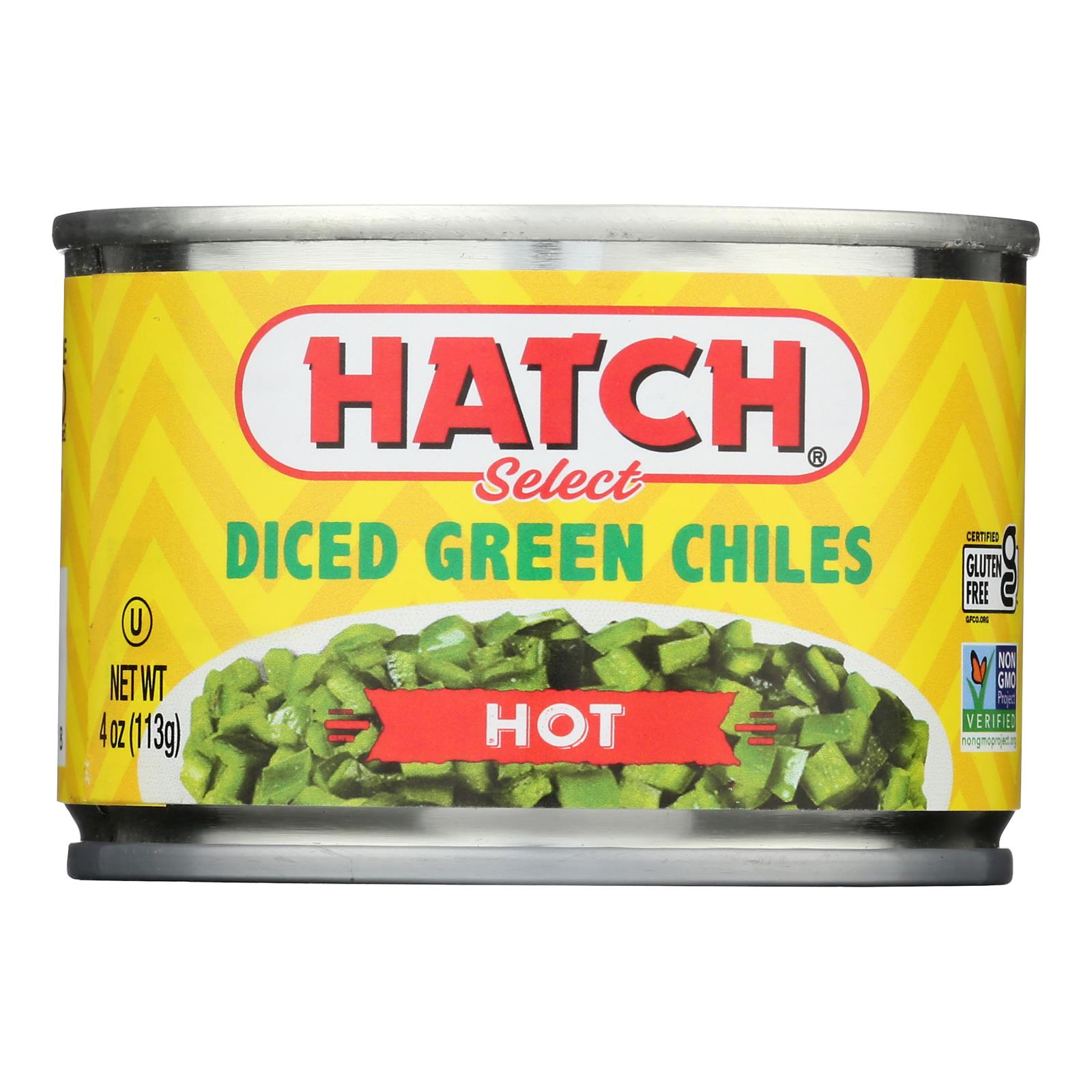 Hatch Chili Hatch Diced Hot green Chilies - Diced Green Chiles - Case of 24 - 4 oz.