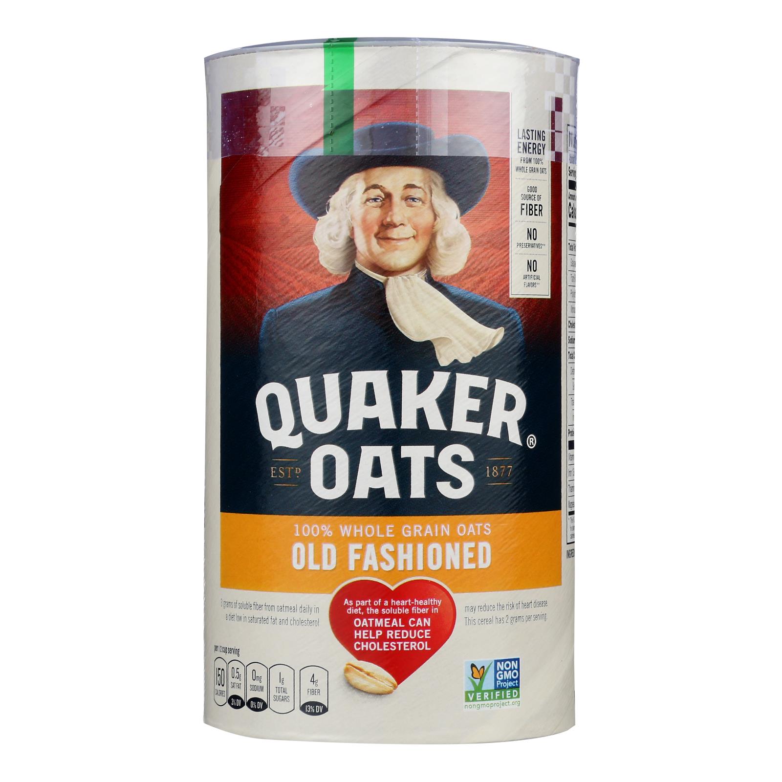 Quaker 100% Whole Grain Old Fashioned Oats - Case of 12 - 18 OZ