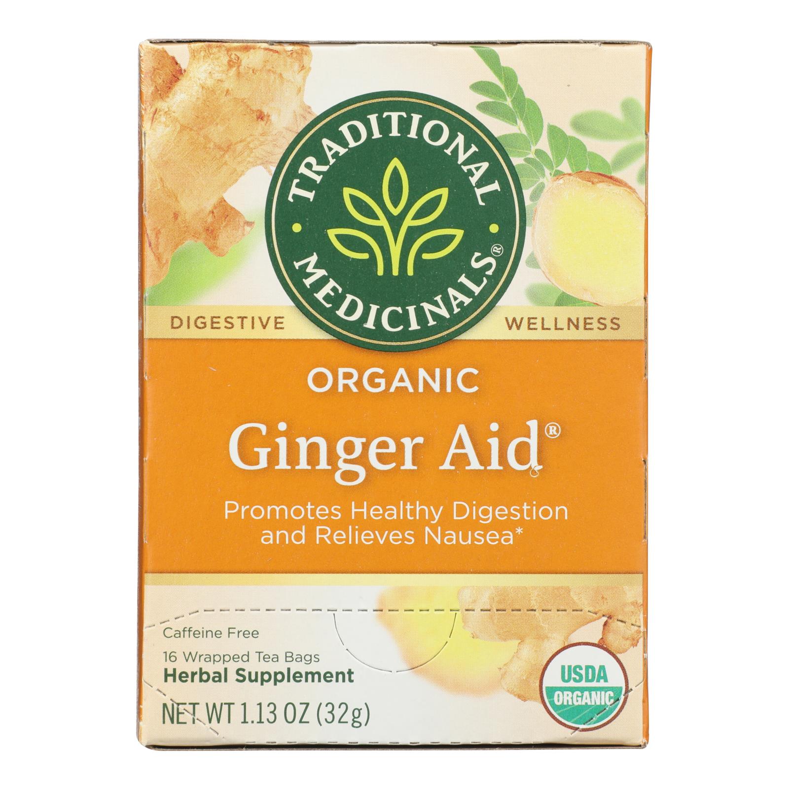 Traditional Medicinals Organic Ginger Aid Herbal Tea - 16 Tea Bags - Case of 6