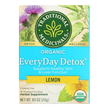 Traditional Medicinals Lemon EveryDay Detox Herbal Tea - 16 Tea Bags - Case of 6