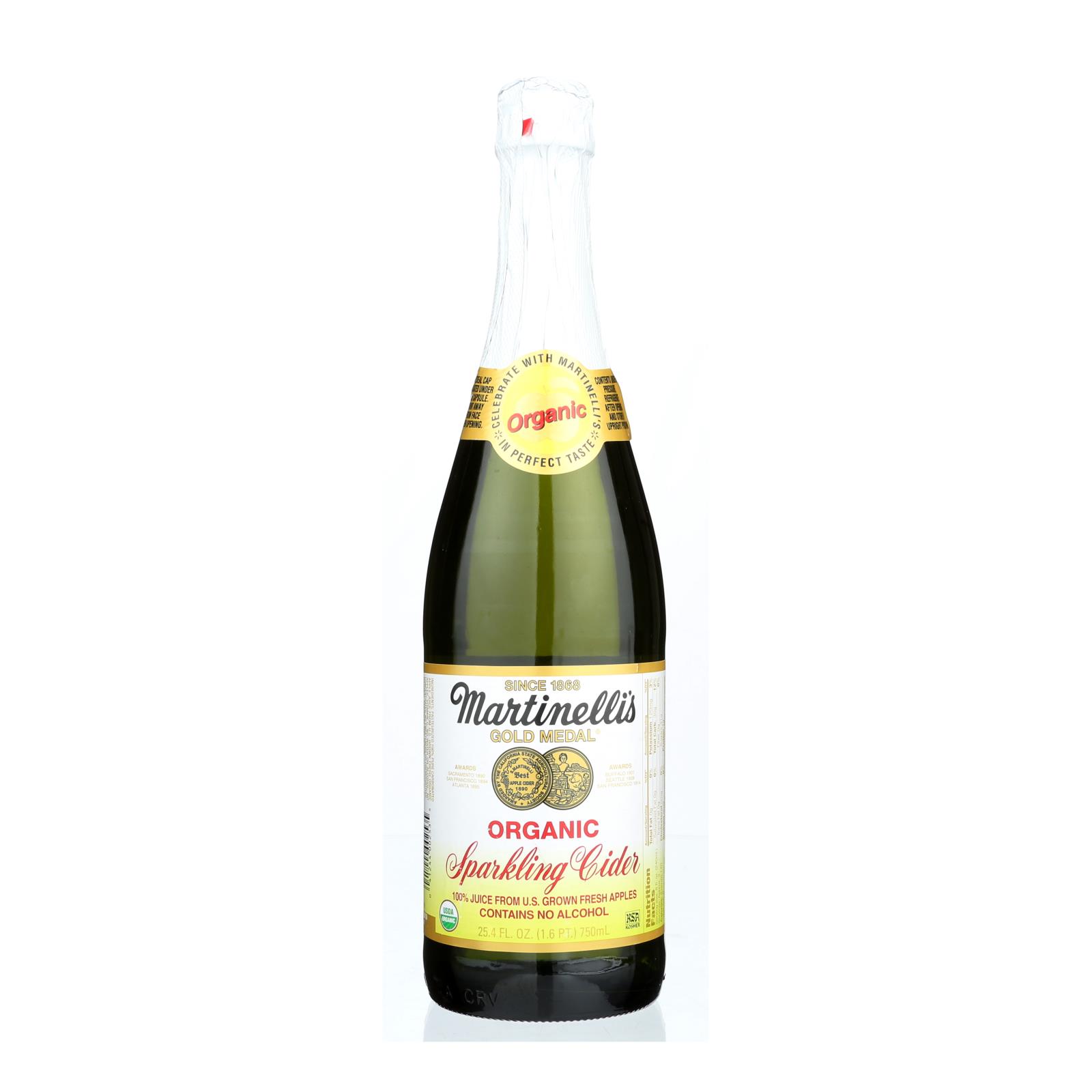 Martinelli's Organic Cider Sparkling - Case of 12 - 25.4 Fl oz.