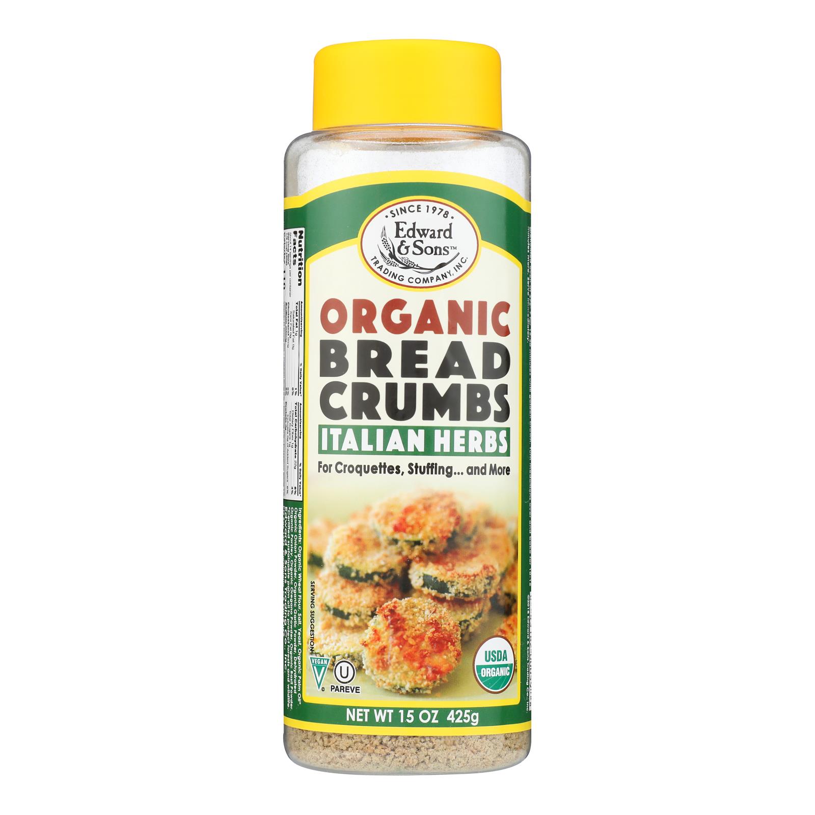 Edward and Sons Organic Italian Herb Breadcrumbs - Case of 6 - 15 oz.
