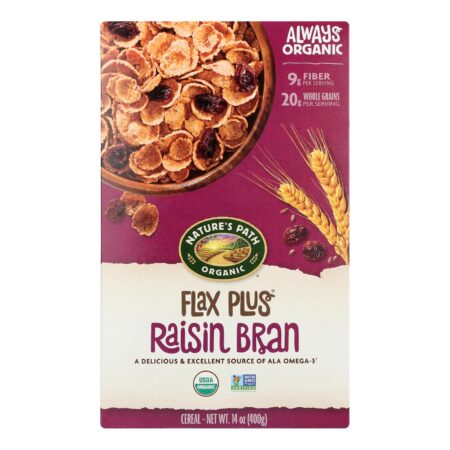 Nature's Path Organic Flax Plus Raisin Bran Cereal - Case of 12 - 14 oz.
