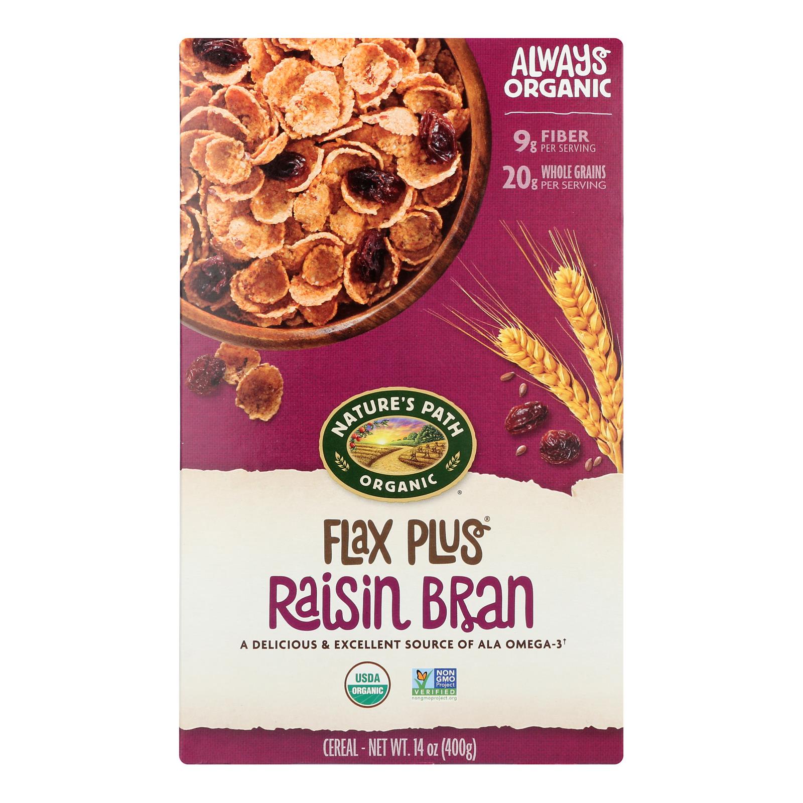 Nature's Path Organic Flax Plus Raisin Bran Cereal - Case of 12 - 14 oz.