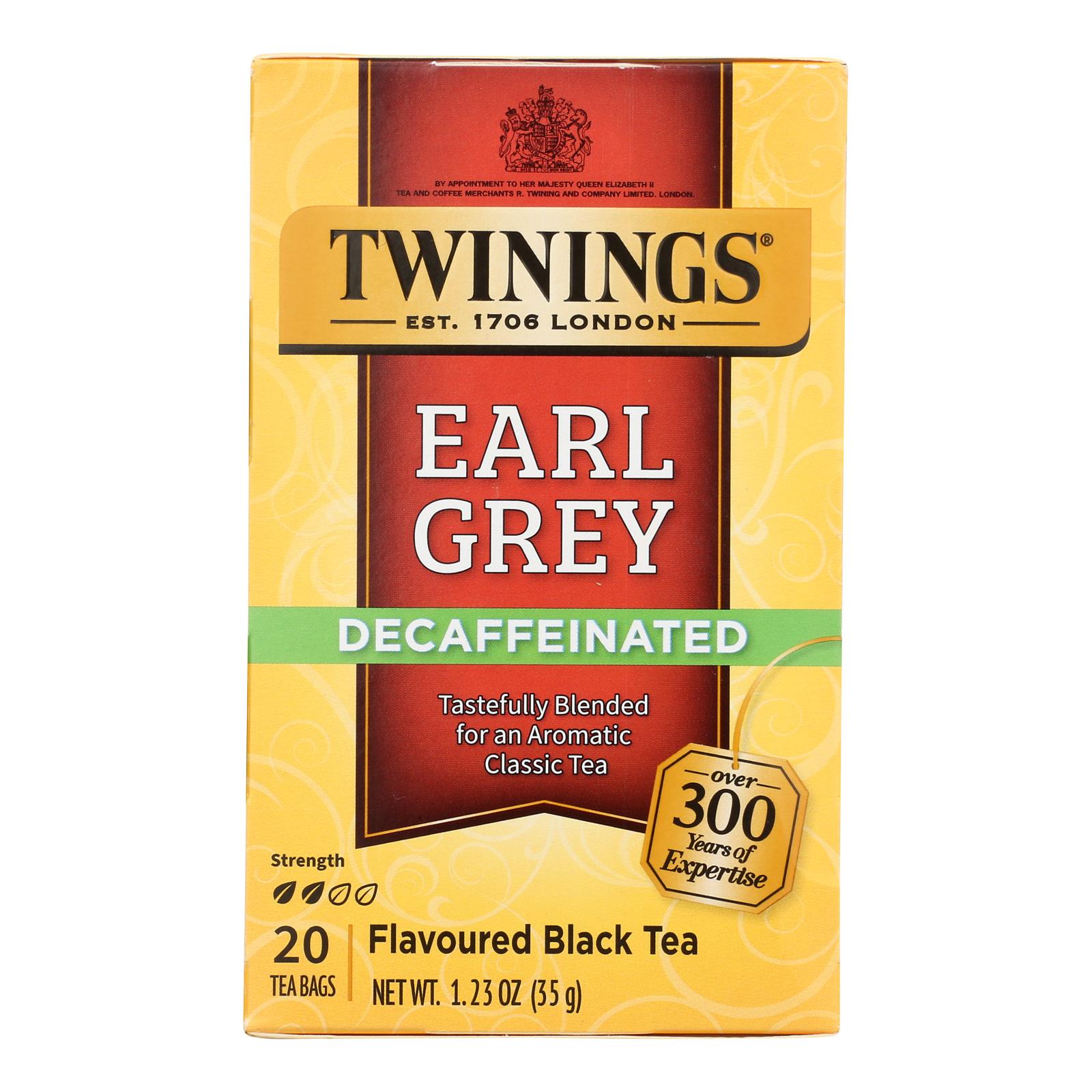 Twinings Tea Earl Grey Tea - Decaffeinated - Case of 6 - 20 Bags
