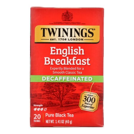 Twinings Tea Breakfast Tea - English Decaffeinated - Case of 6 - 20 Bags