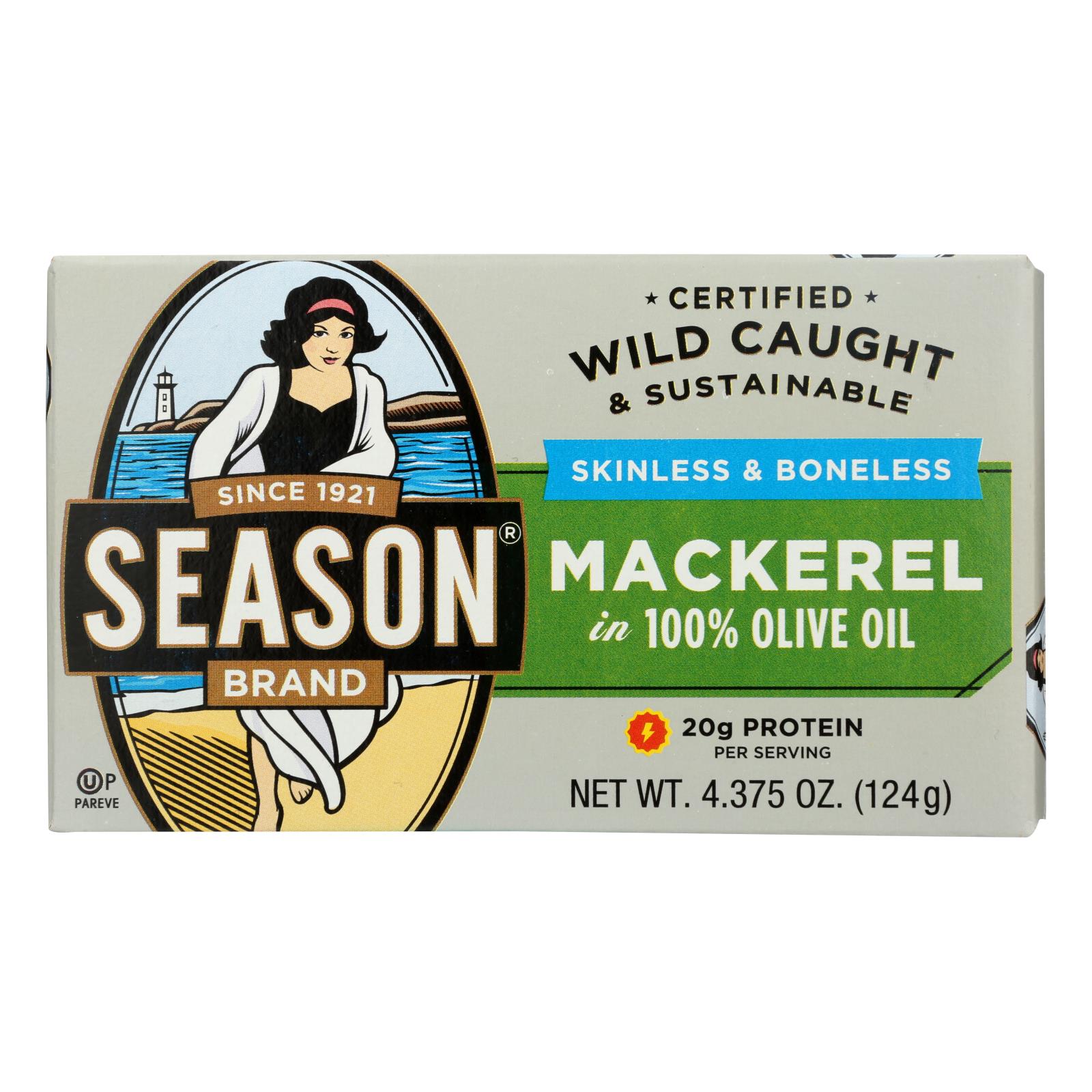 Season Brand Mackerels - Fillets - in Olive Oil - 4.375 oz - case of 12