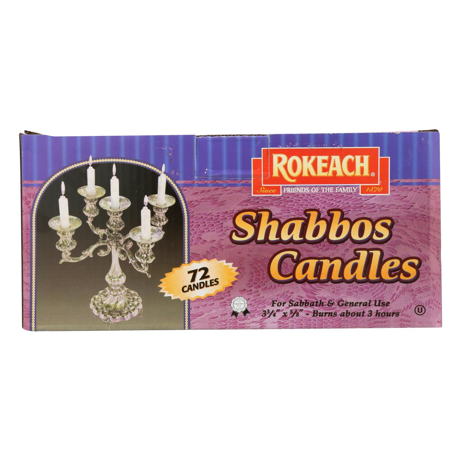 Rokeach Shabbos Candles - Case of 8 - 72 CT