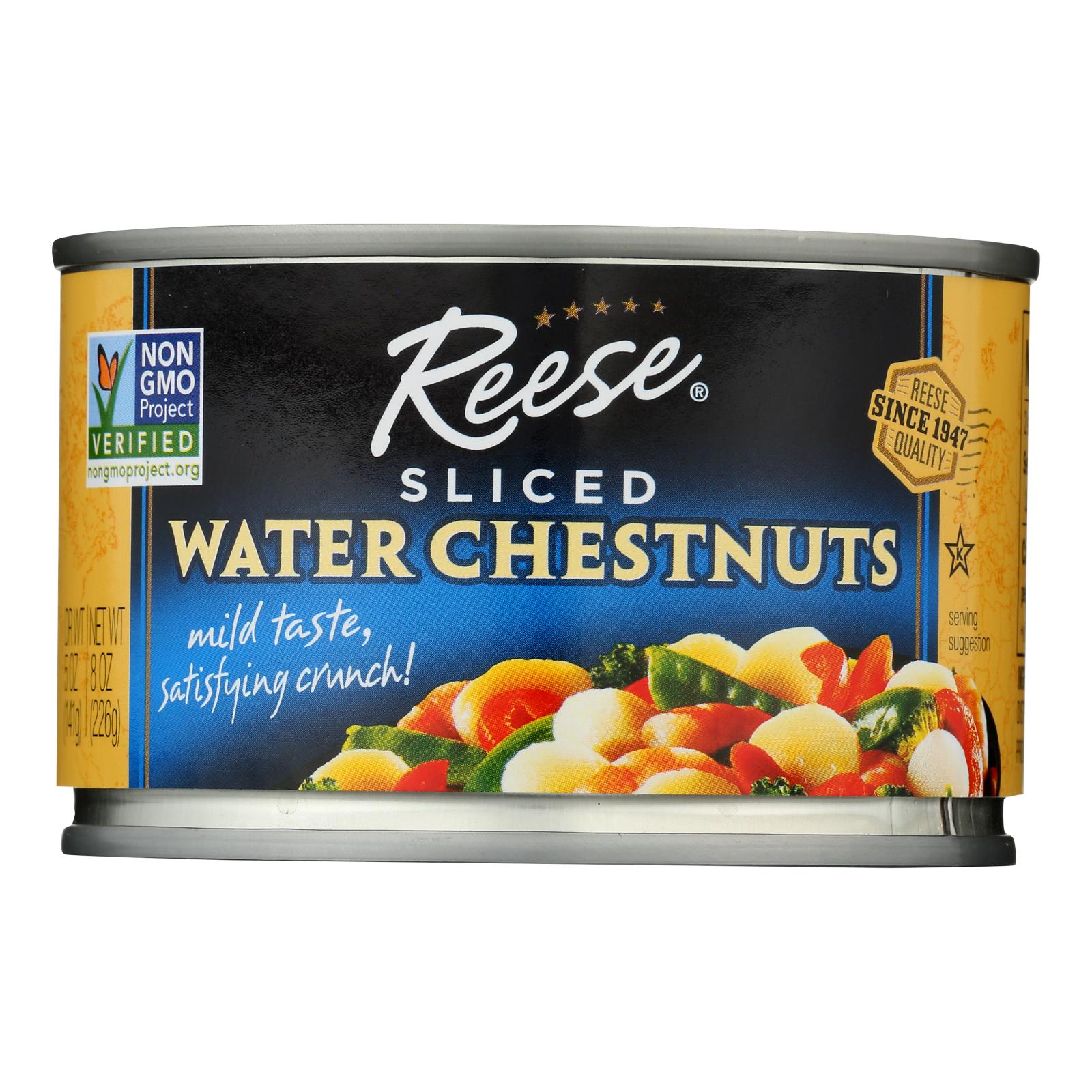 Reese Water Chestnuts - Sliced - Case of 24 - 8 oz.