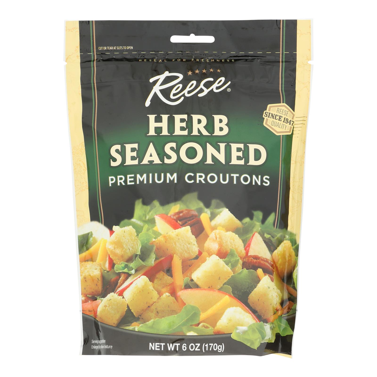 Reese Seasoned Premium Croutons - Case of 12 - 6 oz.