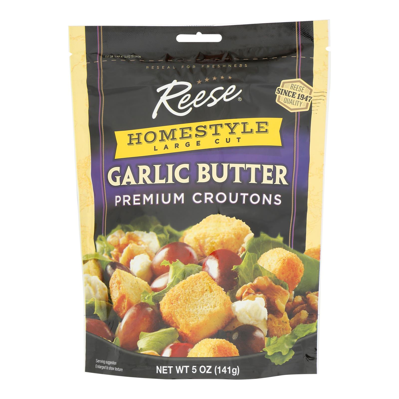 Reese Croutons Homestyle Garlic Butter - Case of 12 - 5 oz.