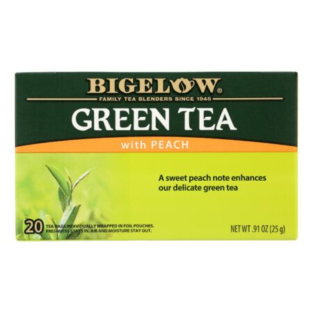 Bigelow Tea Green Tea - with Peach - Case of 6 - 20 BAG