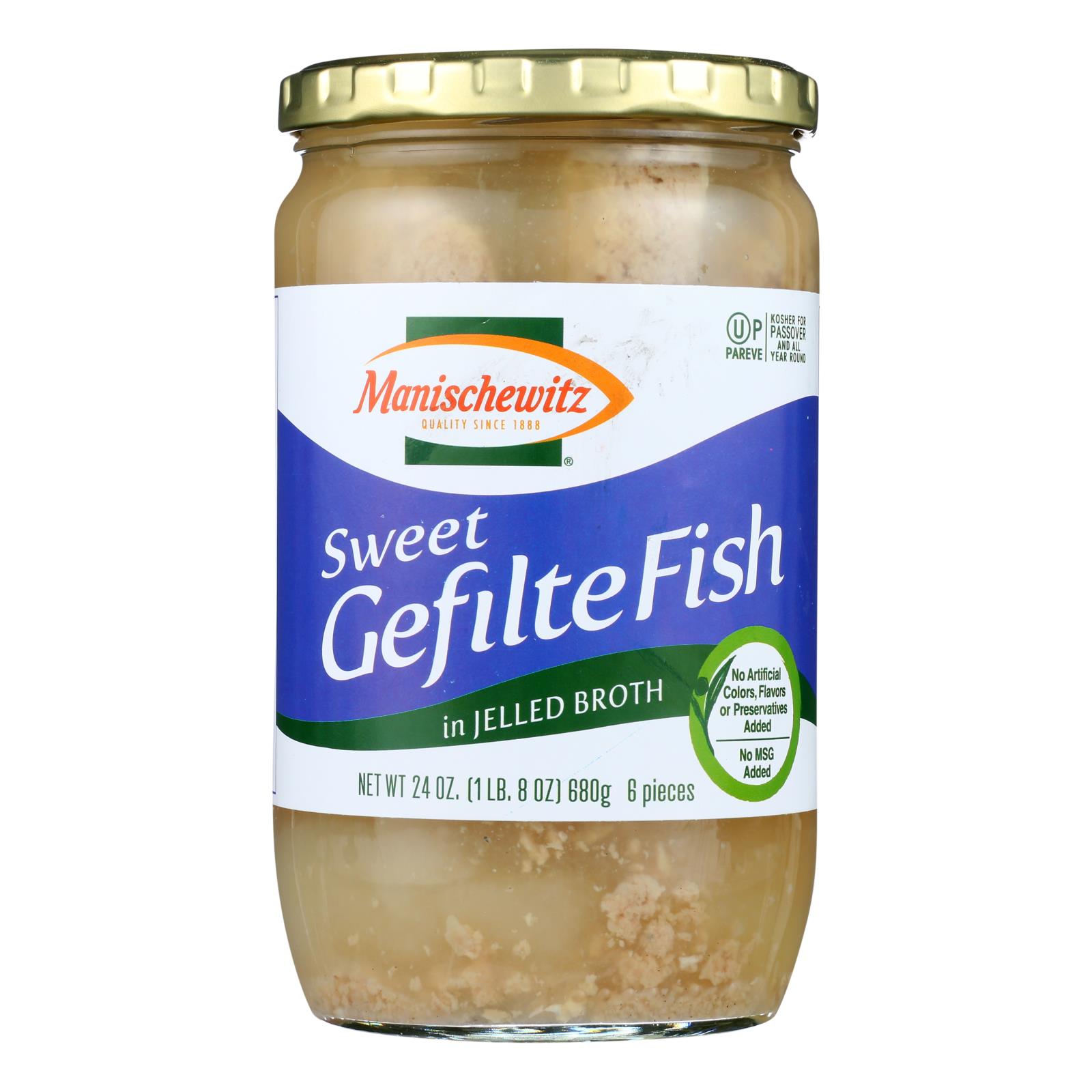 Manischewitz - Gefilte Fish in Jelled Broth - Sweet - Case of 12 - 24 oz.