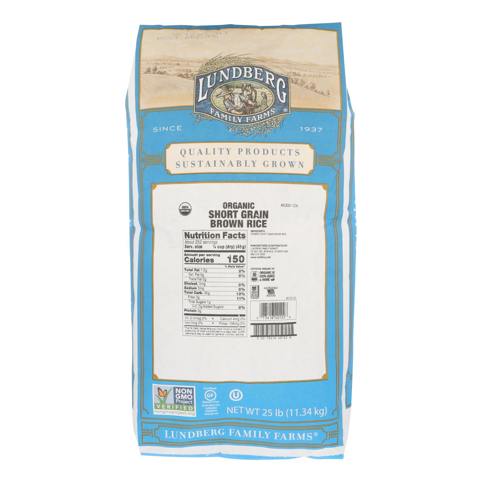 Lundberg Family Farms Short Grain Brown Rice - Single Bulk Item - 25LB