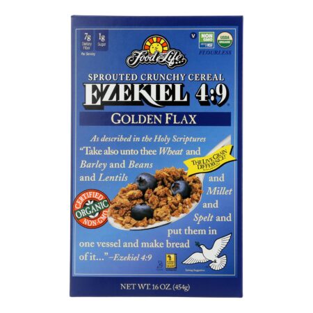 Food For Life Baking Co. Cereal - Organic - Ezekiel 4-9 - Sprouted Whole Grain - Golden Flax - 16 oz - case of 6