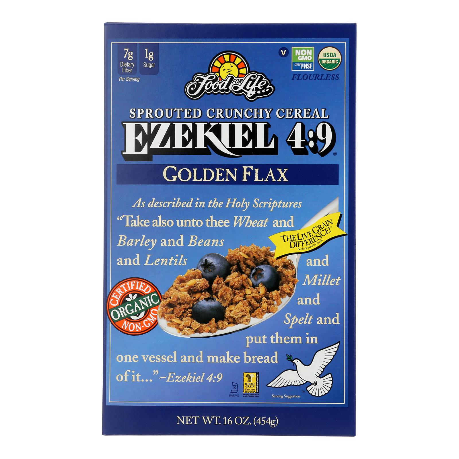 Food For Life Baking Co. Cereal - Organic - Ezekiel 4-9 - Sprouted Whole Grain - Golden Flax - 16 oz - case of 6