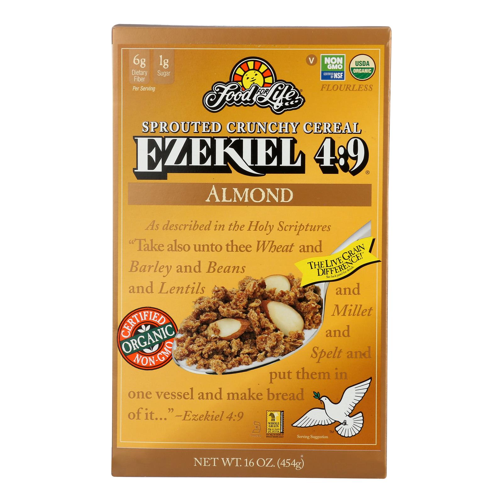 Food For Life Baking Co. Cereal - Organic - Ezekiel 4-9 - Sprouted Whole Grain - Almond - 16 oz - case of 6