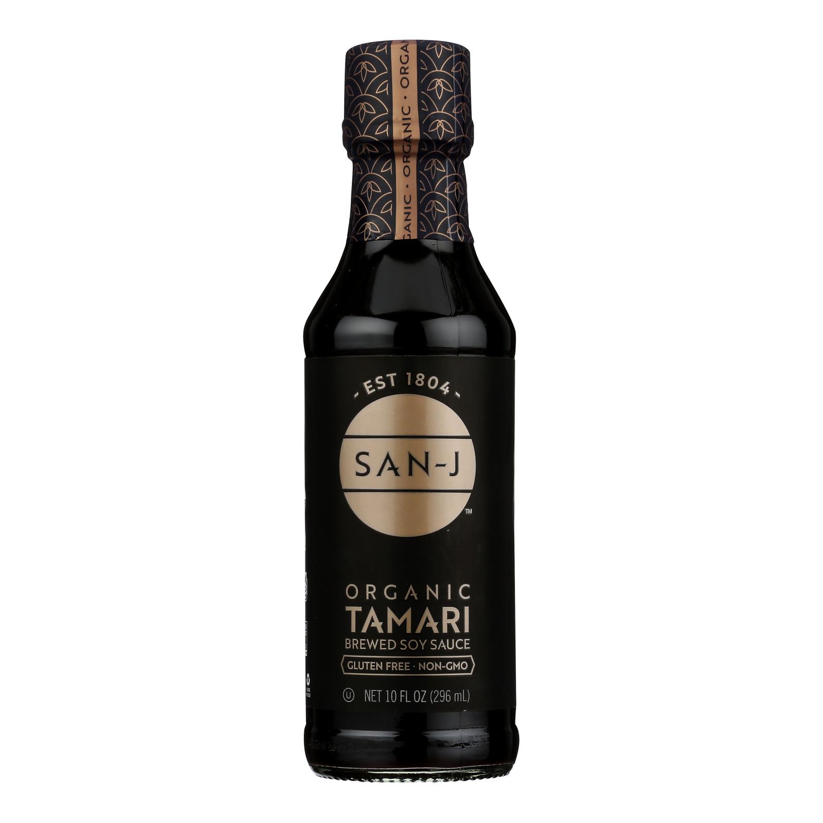 San - J Tamari Soy Sauce - Organic - Case of 6 - 10 Fl oz.