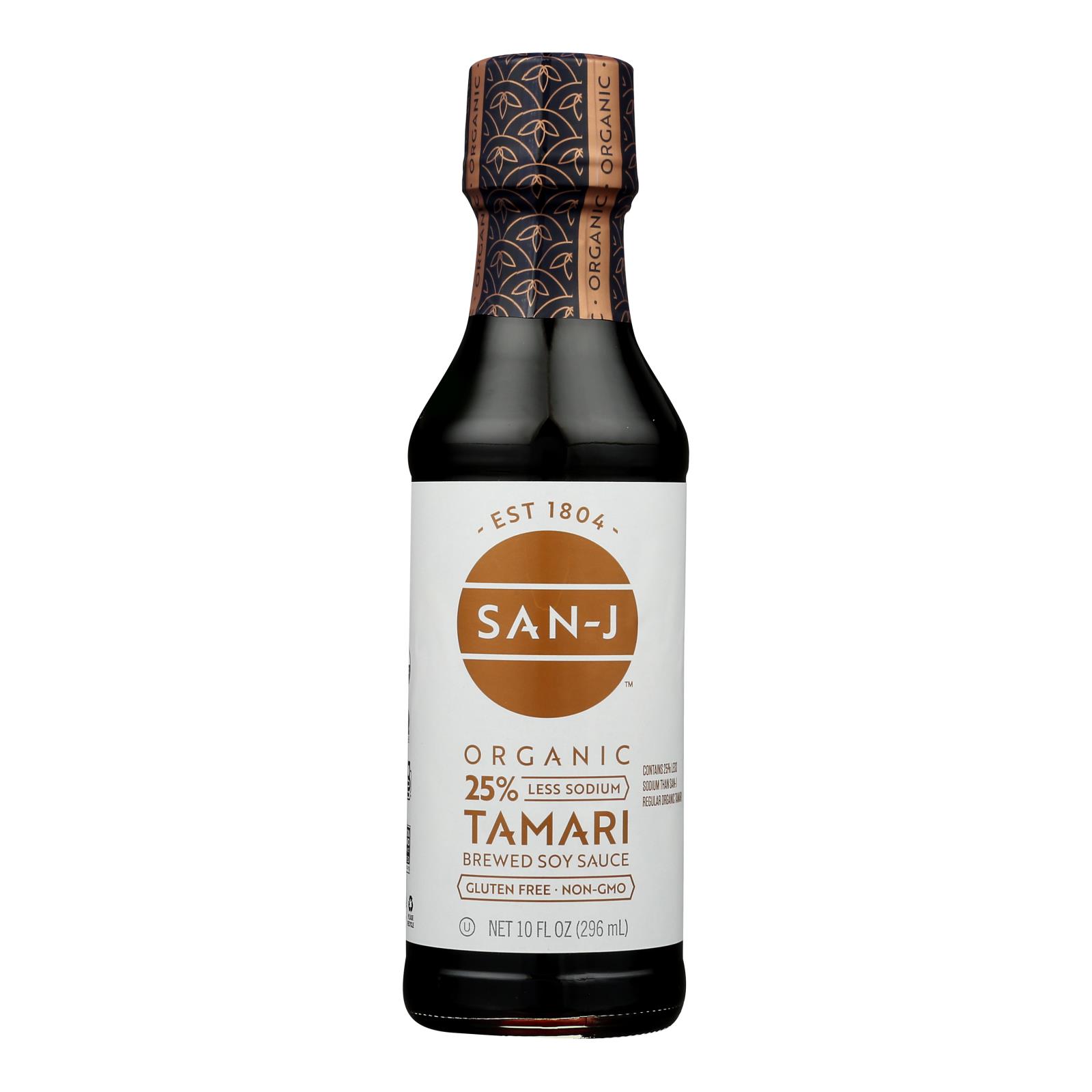 San - J Tamari Soy Sauce - Organic - Case of 6 - 10 Fl oz.