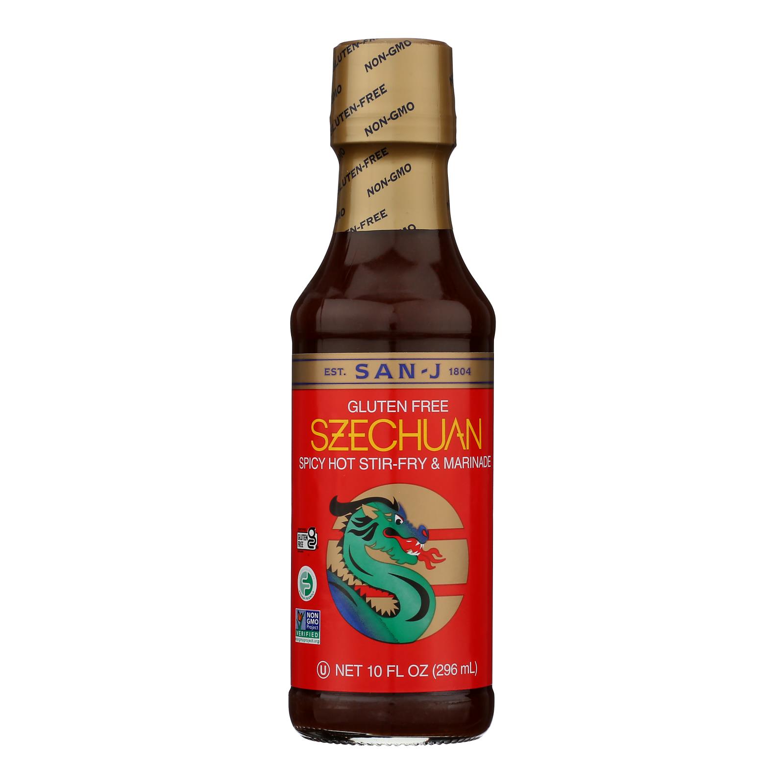 San - J Cooking Sauce - Szechuan - Case of 6 - 10 Fl oz.