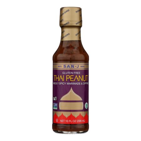 San - J Cooking Sauce - Thai Peanut - Case of 6 - 10 Fl oz.