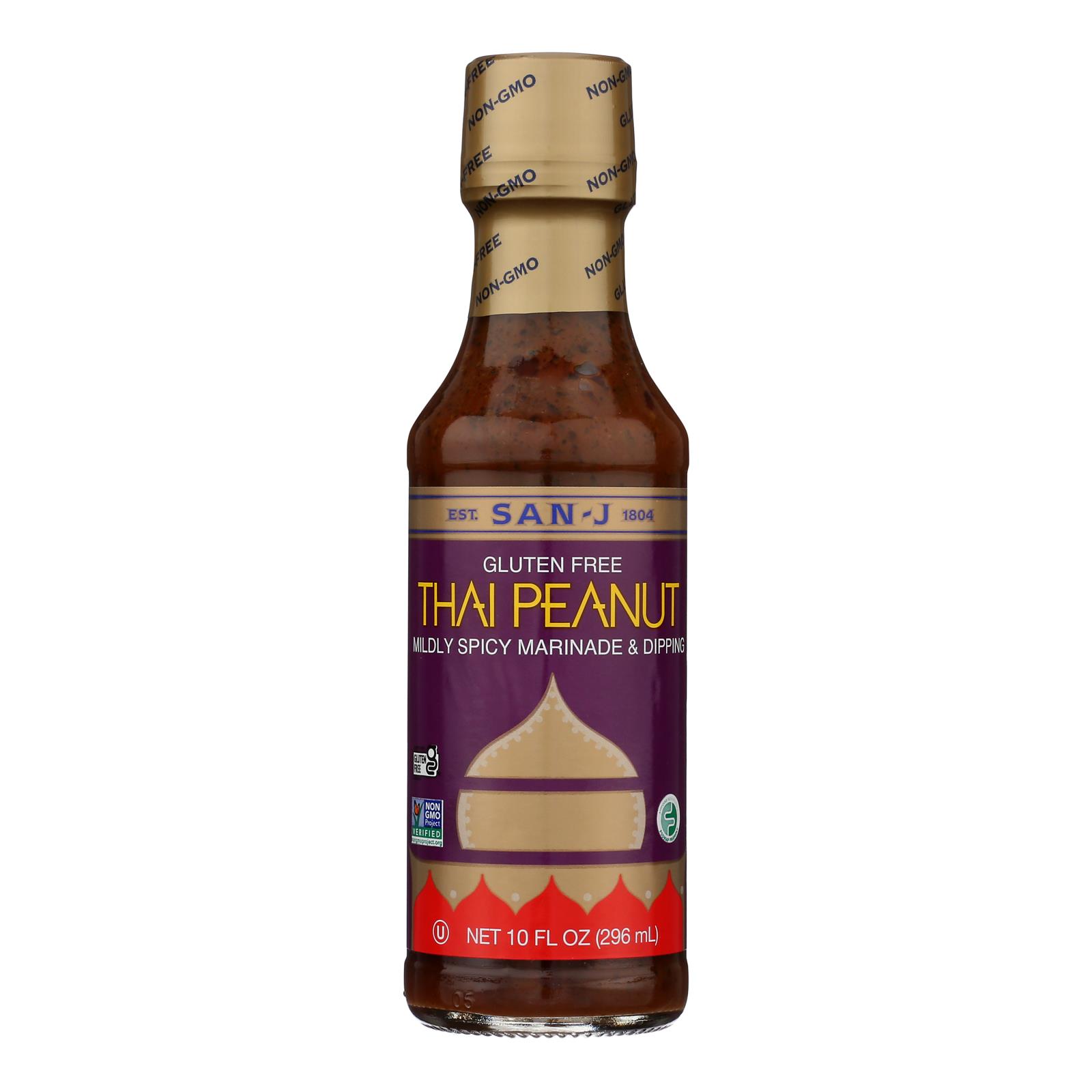 San - J Cooking Sauce - Thai Peanut - Case of 6 - 10 Fl oz.
