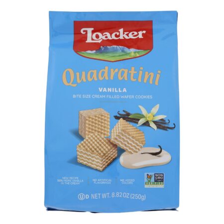 Loacker Quadratini Vanilla Wafer Cookies - Case of 6 - 8.82 OZ