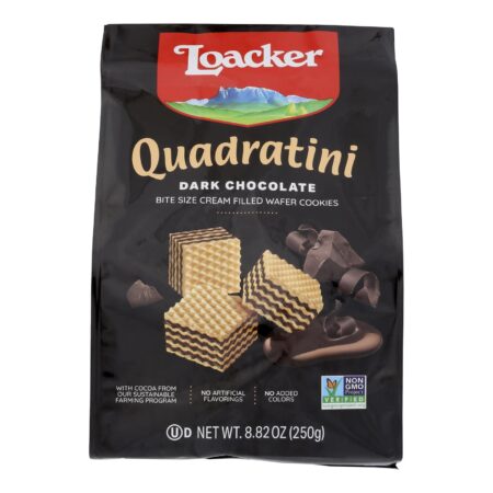 Loacker Quadratini Dark Chocolate Wafer Cookies - Case of 6 - 8.82 OZ