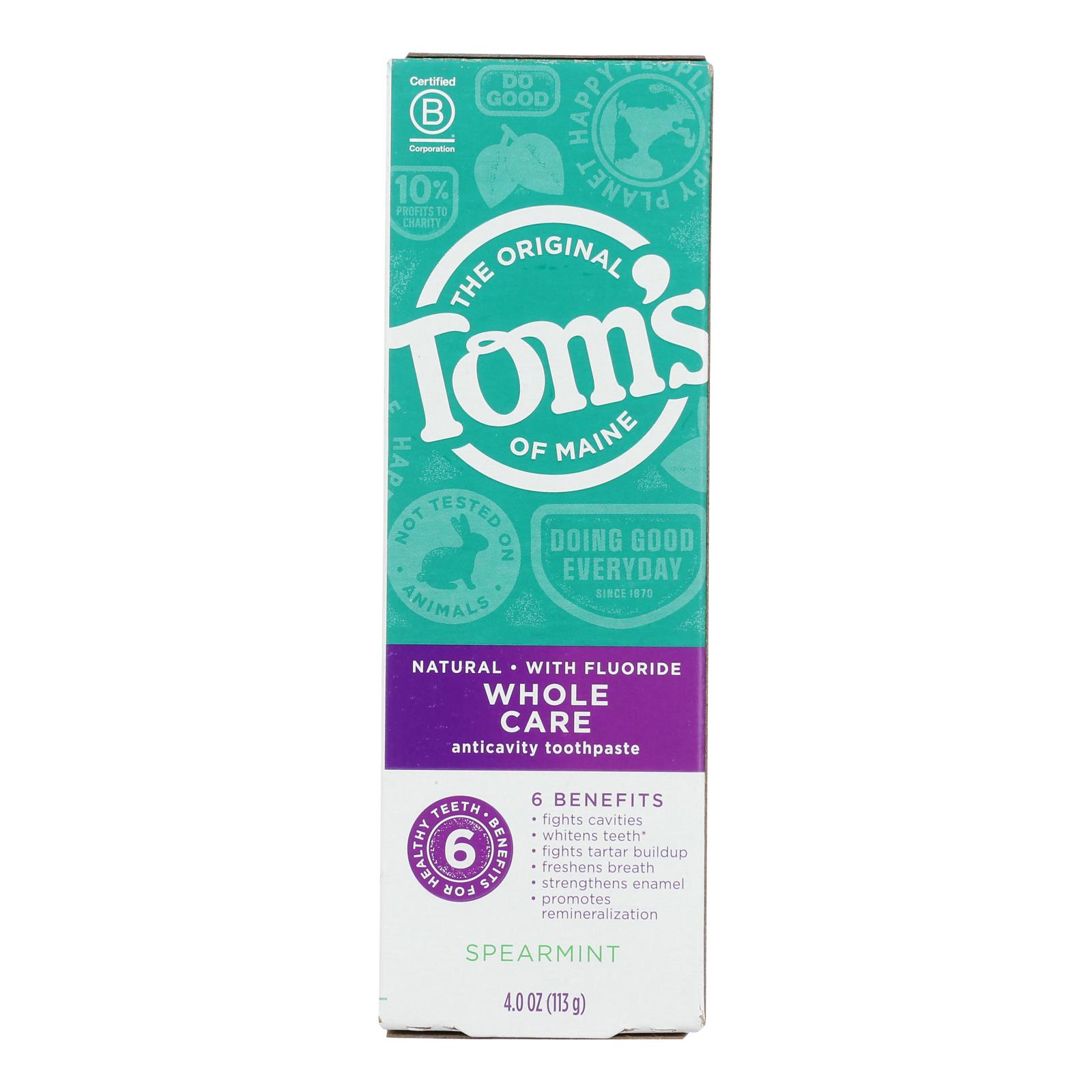 Tom's Of Maine - Tp Whole Care Sprmnt Fluor - Case of 6 - 4 OZ