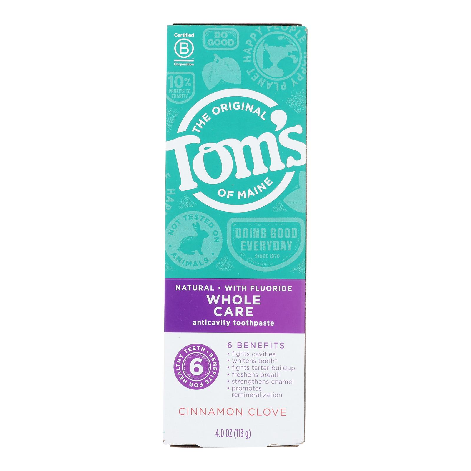 Tom's Of Maine - Tp Whole Care Cinnamn Clove - Case of 6 - 4 OZ