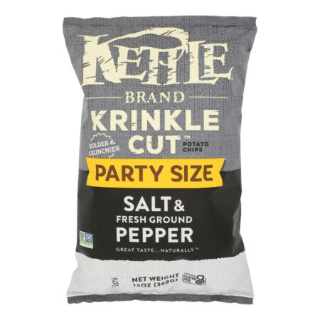 Kettle Brand Salt & Pepper Krinkle Cut Potato Chips - Case of 9 - 13 OZ