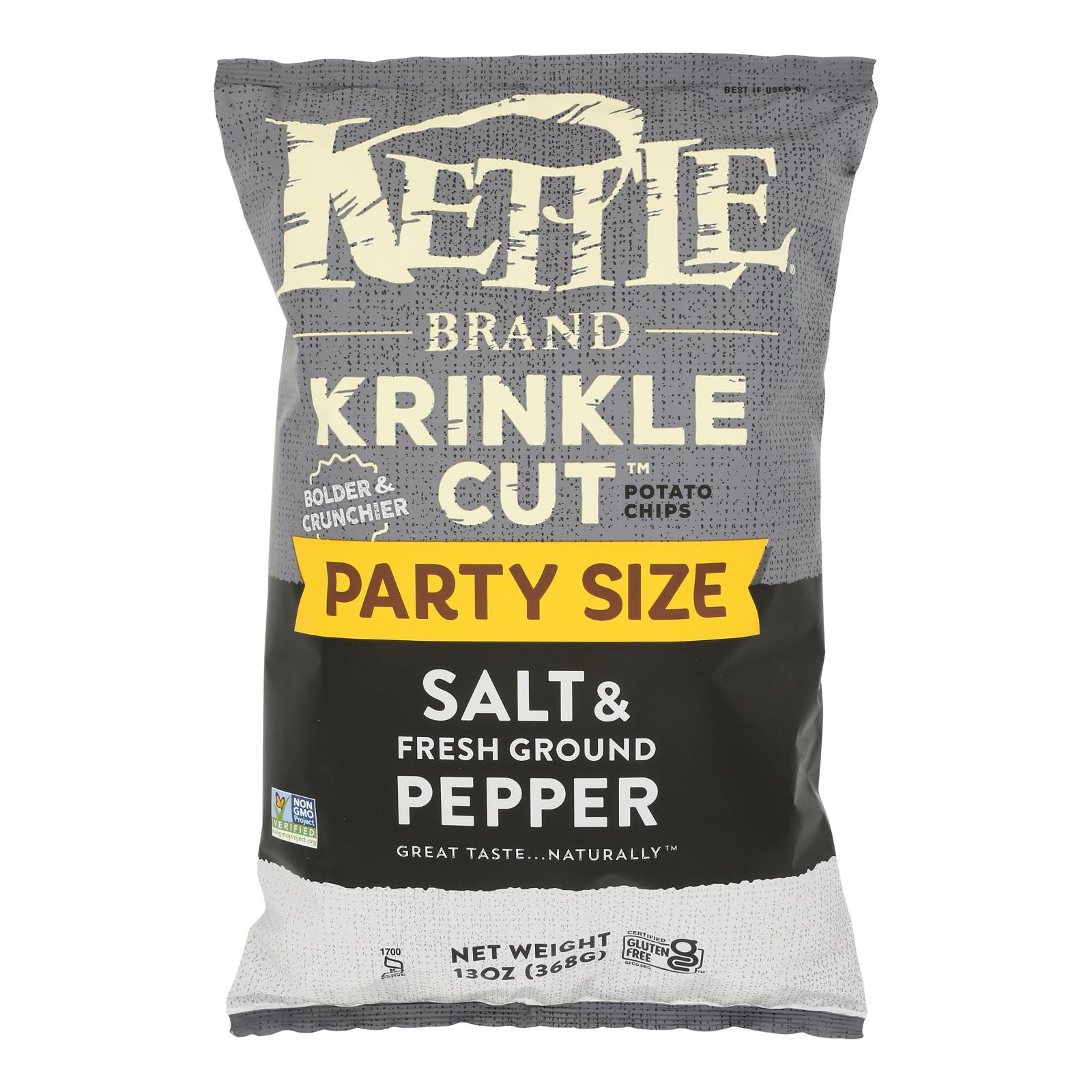 Kettle Brand Salt & Pepper Krinkle Cut Potato Chips - Case of 9 - 13 OZ
