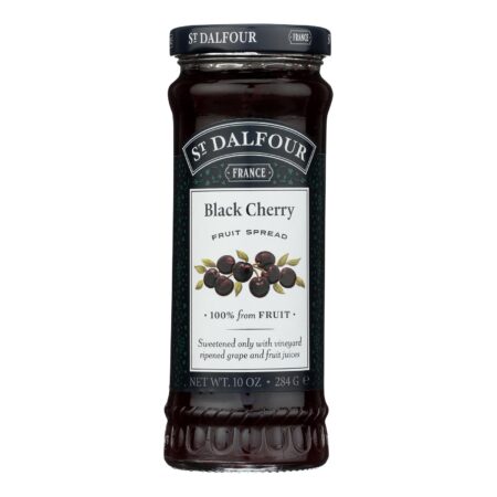 St Dalfour Fruit Spread - Deluxe - 100 Percent Fruit - Black Cherry - 10 oz - Case of 6