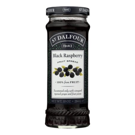St Dalfour Fruit Spread - Deluxe - 100 Percent Fruit - Black Raspberry - 10 oz - Case of 6