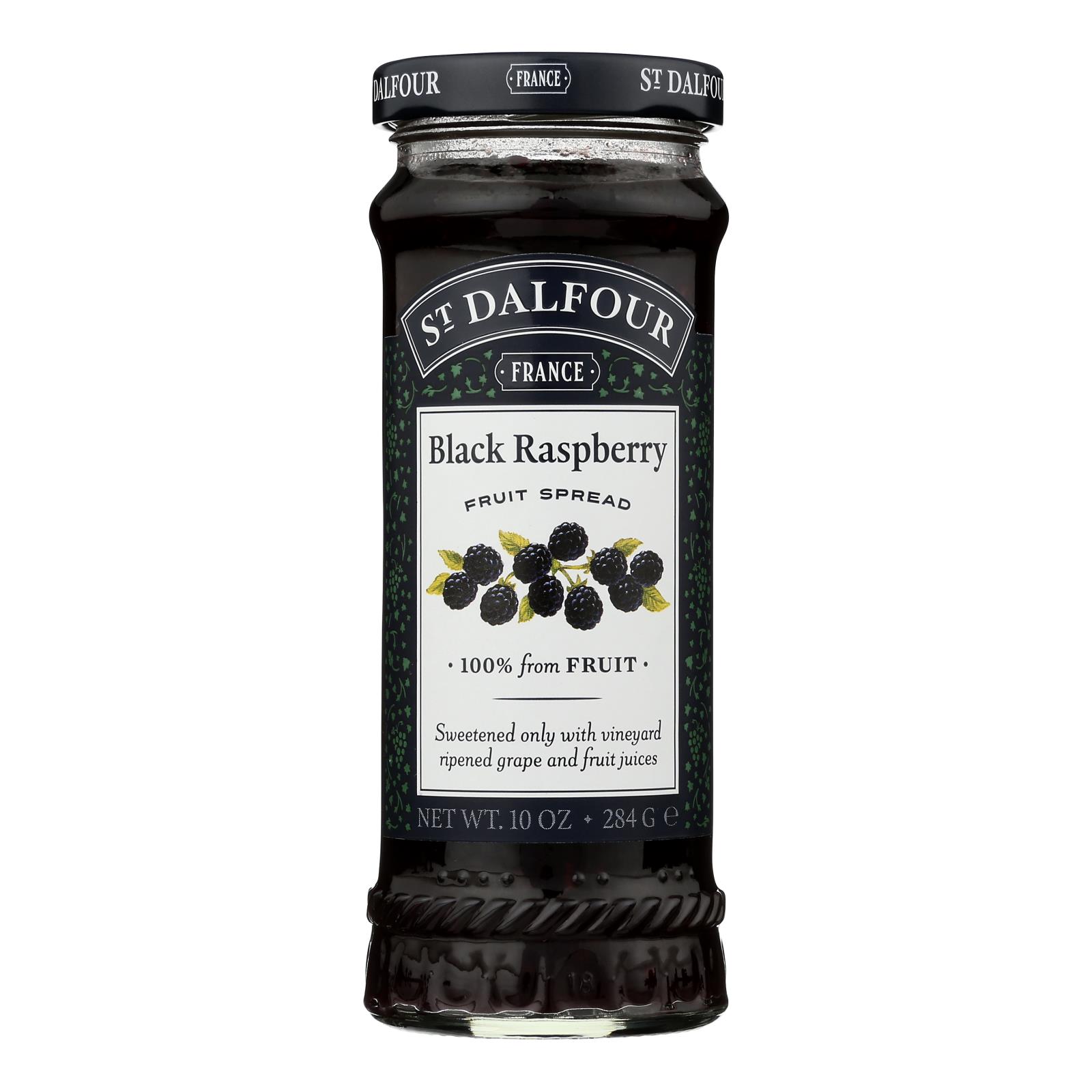 St Dalfour Fruit Spread - Deluxe - 100 Percent Fruit - Black Raspberry - 10 oz - Case of 6